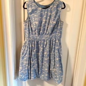Cloud pattern light blue dress with pockets - emilyandfin - size 1X